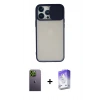 MARSİLYAN™- iPhone 13 Pro Max Kılıf Vadi Çizgi - Siyah Bilvis 5in1 3D Magic Cam Ekran Koruyucu + Neon Fosforlu Kamera Lens - YL