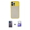 MARSİLYAN™- iPhone 13 Pro Max Kılıf Vadi Çizgi - Siyah Bilvis 5in1 5D Magic Hayalet Cam Ekran Koruyucu + Mavi Neon Fosforlu Kamera Lens