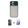 MARSİLYAN™- iPhone 13 Pro Max Kılıf Vadi Çizgi - Siyah Bilvis 5in1 5D Magic Hayalet Cam Ekran Koruyucu + Mavi Neon Fosforlu Kamera Lens