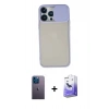 MARSİLYAN™- iPhone 13 Pro Max Kılıf Vadi Çizgi - Siyah Bilvis 5in1 5D Magic Hayalet Cam Ekran Koruyucu + Mavi Neon Fosforlu Kamera Lens