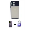 MARSİLYAN™- iPhone 13 Pro Max Kılıf Vadi Çizgi - Siyah Bilvis 5in1 5D Magic Hayalet Cam Ekran Koruyucu + Neon Fosforlu Kamera Lens - YL