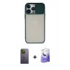 MARSİLYAN™- iPhone 13 Pro Max Kılıf Vadi Çizgi - Siyah Bilvis 5in1 5D Magic Hayalet Cam Ekran Koruyucu + Neon Fosforlu Kamera Lens - YL