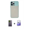 MARSİLYAN™- iPhone 13 Pro Max Kılıf Vadi Çizgi - Siyah Bilvis 5in1 5D Magic Hayalet Cam Ekran Koruyucu + Neon Fosforlu Kamera Lens - YL