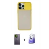 MARSİLYAN™- iPhone 13 Pro Max Kılıf Vadi Çizgi - Siyah Bilvis 5in1 5D Magic Hayalet Cam Ekran Koruyucu + Neon Fosforlu Kamera Lens - YL