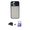 MARSİLYAN™- iPhone 13 Pro Max Kılıf Vadi Çizgi - Siyah Bilvis 5in1 5D Magic Hayalet Cam Ekran Koruyucu + Raze Metal Kamera Lens - GD