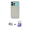 MARSİLYAN™- iPhone 13 Pro Max Kılıf Vadi Çizgi - Siyah Bilvis 5in1 5D Magic Hayalet Cam Ekran Koruyucu + Rainbow Kamera Lens Koruma Cam - MR