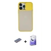 MARSİLYAN™- iPhone 13 Pro Max Kılıf Vadi Çizgi - Siyah Bilvis 5in1 5D Magic Hayalet Cam Ekran Koruyucu + Renkli Kamera Lens Koruma Cam - PE