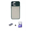 MARSİLYAN™- iPhone 13 Pro Max Kılıf Vadi Çizgi - Siyah Bilvis 5in1 5D Magic Hayalet Cam Ekran Koruyucu + Renkli Kamera Lens Koruma Cam - SI
