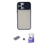 MARSİLYAN™- iPhone 13 Pro Max Kılıf Vadi Çizgi - Siyah Bilvis 5in1 5D Magic Hayalet Cam Ekran Koruyucu + Renkli Kamera Lens Koruma Cam - SI