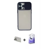 MARSİLYAN™- iPhone 13 Pro Max Kılıf Vadi Çizgi - Siyah Bilvis 5in1 5D Magic Hayalet Cam Ekran Koruyucu + Rainbow Kamera Lens Koruma Cam - BZ