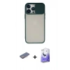 MARSİLYAN™- iPhone 13 Pro Max Kılıf Vadi Çizgi - Siyah Bilvis 5in1 5D Magic Hayalet Cam Ekran Koruyucu + Renkli Kamera Lens Koruma Cam - PE