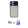 MARSİLYAN™- iPhone 13 Pro Max Kılıf Vadi Çizgi - Siyah Bilvis 5in1 5D Magic Hayalet Cam Ekran Koruyucu + Rainbow Kamera Lens Koruma Cam - MR