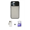 MARSİLYAN™- iPhone 13 Pro Max Kılıf Vadi Çizgi - Siyah Bilvis 5in1 5D Magic Hayalet Cam Ekran Koruyucu + Shine Kamera Lens - GD