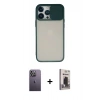 MARSİLYAN™- iPhone 13 Pro Max Kılıf Vadi Çizgi - Siyah Bilvis Hayalet Cam Ekran Koruyucu + Neon Fosforlu Kamera Lens - BZ