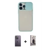 MARSİLYAN™- iPhone 13 Pro Max Kılıf Vadi Çizgi - Siyah Bilvis Hayalet Cam Ekran Koruyucu + Neon Fosforlu Kamera Lens - BZ