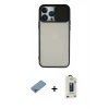 MARSİLYAN™- iPhone 13 Pro Max Kılıf Vadi Çizgi - Siyah Bilvis Hayalet Cam Ekran Koruyucu + Shine Kamera Lens Koruma Cam - GI