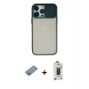 MARSİLYAN™- iPhone 13 Pro Max Kılıf Vadi Çizgi - Siyah Bilvis Hayalet Cam Ekran Koruyucu + Shine Kamera Lens Koruma Cam - GI