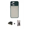 MARSİLYAN™- iPhone 13 Pro Max Kılıf Vadi Çizgi - Siyah Bilvis Hayalet Cam Ekran Koruyucu + Raze Metal Kamera Lens - GD