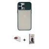 MARSİLYAN™- iPhone 13 Pro Max Kılıf Vadi Çizgi - Siyah Bilvis Hayalet Cam Ekran Koruyucu + Pers Alüminyum Kamera Lens - KI