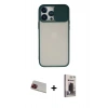MARSİLYAN™- iPhone 13 Pro Max Kılıf Vadi Çizgi - Siyah Bilvis Hayalet Cam Ekran Koruyucu + Rainbow Kamera Lens Koruma Cam - KI