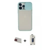 MARSİLYAN™- iPhone 13 Pro Max Kılıf Vadi Çizgi - Siyah Bilvis Hayalet Cam Ekran Koruyucu + Kırmızı Rainbow Kamera Lens Koruma Cam