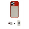 MARSİLYAN™- iPhone 13 Pro Max Kılıf Vadi Çizgi - Siyah Bilvis Hayalet Cam Ekran Koruyucu + Kırmızı Rainbow Kamera Lens Koruma Cam