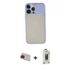 MARSİLYAN™- iPhone 13 Pro Max Kılıf Vadi Çizgi - Siyah Bilvis Hayalet Cam Ekran Koruyucu + Kırmızı Rainbow Kamera Lens Koruma Cam