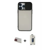 MARSİLYAN™- iPhone 13 Pro Max Kılıf Vadi Çizgi - Siyah Bilvis Hayalet Cam Ekran Koruyucu + Kırmızı Rainbow Kamera Lens Koruma Cam