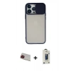MARSİLYAN™- iPhone 13 Pro Max Kılıf Vadi Çizgi - Siyah Bilvis Hayalet Cam Ekran Koruyucu + Kırmızı Rainbow Kamera Lens Koruma Cam