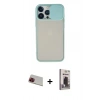 MARSİLYAN™- iPhone 13 Pro Max Kılıf Vadi Çizgi - Siyah Bilvis Hayalet Cam Ekran Koruyucu + Rainbow Kamera Lens Koruma Cam - KI