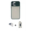 MARSİLYAN™- iPhone 13 Pro Max Kılıf Vadi Çizgi - Siyah Bilvis Hayalet Cam Ekran Koruyucu + Lacivert Pers Alüminyum Kamera Lens