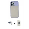MARSİLYAN™- iPhone 13 Pro Max Kılıf Vadi Çizgi - Siyah Bilvis Hayalet Cam Ekran Koruyucu + Lacivert Pers Alüminyum Kamera Lens