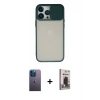 MARSİLYAN™- iPhone 13 Pro Max Kılıf Vadi Çizgi - Siyah Bilvis Hayalet Cam Ekran Koruyucu + Neon Fosforlu Kamera Lens - MI