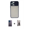 MARSİLYAN™- iPhone 13 Pro Max Kılıf Vadi Çizgi - Siyah Bilvis Hayalet Cam Ekran Koruyucu + Neon Fosforlu Kamera Lens - MI