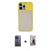 MARSİLYAN™- iPhone 13 Pro Max Kılıf Vadi Çizgi - Siyah Bilvis Hayalet Cam Ekran Koruyucu + Neon Fosforlu Kamera Lens - MI