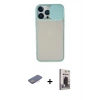 MARSİLYAN™- iPhone 13 Pro Max Kılıf Vadi Çizgi - Siyah Bilvis Hayalet Cam Ekran Koruyucu + Pembe Renkli Kamera Lens Koruma Cam