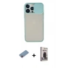 MARSİLYAN™- iPhone 13 Pro Max Kılıf Vadi Çizgi - Siyah Bilvis Hayalet Cam Ekran Koruyucu + Pembe Shine Kamera Lens Koruma Cam