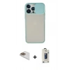 MARSİLYAN™- iPhone 13 Pro Max Kılıf Vadi Çizgi - Siyah Bilvis Hayalet Cam Ekran Koruyucu + Pers Alüminyum Kamera Lens - GD