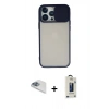 MARSİLYAN™- iPhone 13 Pro Max Kılıf Vadi Çizgi - Siyah Bilvis Hayalet Cam Ekran Koruyucu + Pers Alüminyum Kamera Lens - SABE