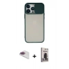 MARSİLYAN™- iPhone 13 Pro Max Kılıf Vadi Çizgi - Siyah Bilvis Hayalet Cam Ekran Koruyucu + Pers Alüminyum Kamera Lens - GI