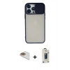 MARSİLYAN™- iPhone 13 Pro Max Kılıf Vadi Çizgi - Siyah Bilvis Hayalet Cam Ekran Koruyucu + Pers Alüminyum Kamera Lens - GD