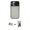 MARSİLYAN™- iPhone 13 Pro Max Kılıf Vadi Çizgi - Siyah Bilvis Hayalet Cam Ekran Koruyucu + Rainbow Kamera Lens Koruma Cam - MR