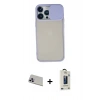 MARSİLYAN™- iPhone 13 Pro Max Kılıf Vadi Çizgi - Siyah Bilvis Hayalet Cam Ekran Koruyucu + Rainbow Kamera Lens Koruma Cam - MR
