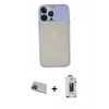 MARSİLYAN™- iPhone 13 Pro Max Kılıf Vadi Çizgi - Siyah Bilvis Hayalet Cam Ekran Koruyucu + Rainbow Kamera Lens Koruma Cam - MI