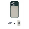 MARSİLYAN™- iPhone 13 Pro Max Kılıf Vadi Çizgi - Siyah Bilvis Hayalet Cam Ekran Koruyucu + Renkli Kamera Lens Koruma Cam - SI