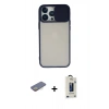 MARSİLYAN™- iPhone 13 Pro Max Kılıf Vadi Çizgi - Siyah Bilvis Hayalet Cam Ekran Koruyucu + Renkli Kamera Lens Koruma Cam - SI