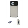 MARSİLYAN™- iPhone 13 Pro Max Kılıf Vadi Çizgi - Siyah Bilvis Hayalet Cam Ekran Koruyucu + Renkli Kamera Lens Koruma Cam - MI