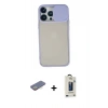 MARSİLYAN™- iPhone 13 Pro Max Kılıf Vadi Çizgi - Siyah Bilvis Hayalet Cam Ekran Koruyucu + Renkli Kamera Lens Koruma Cam - SI