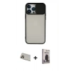 MARSİLYAN™- iPhone 13 Pro Max Kılıf Vadi Çizgi - Siyah Bilvis Hayalet Cam Ekran Koruyucu + Rose Gold Rainbow Kamera Lens Koruma Cam