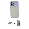 MARSİLYAN™- iPhone 13 Pro Max Kılıf Vadi Çizgi - Siyah Bilvis Hayalet Cam Ekran Koruyucu + Renkli Kamera Lens Koruma Cam - SI